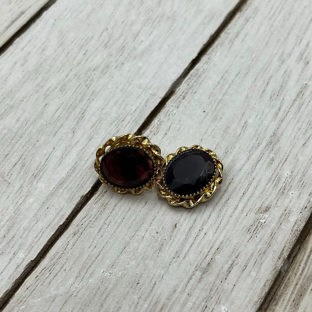 Vintage glass garnet colored crafting earrings pieces